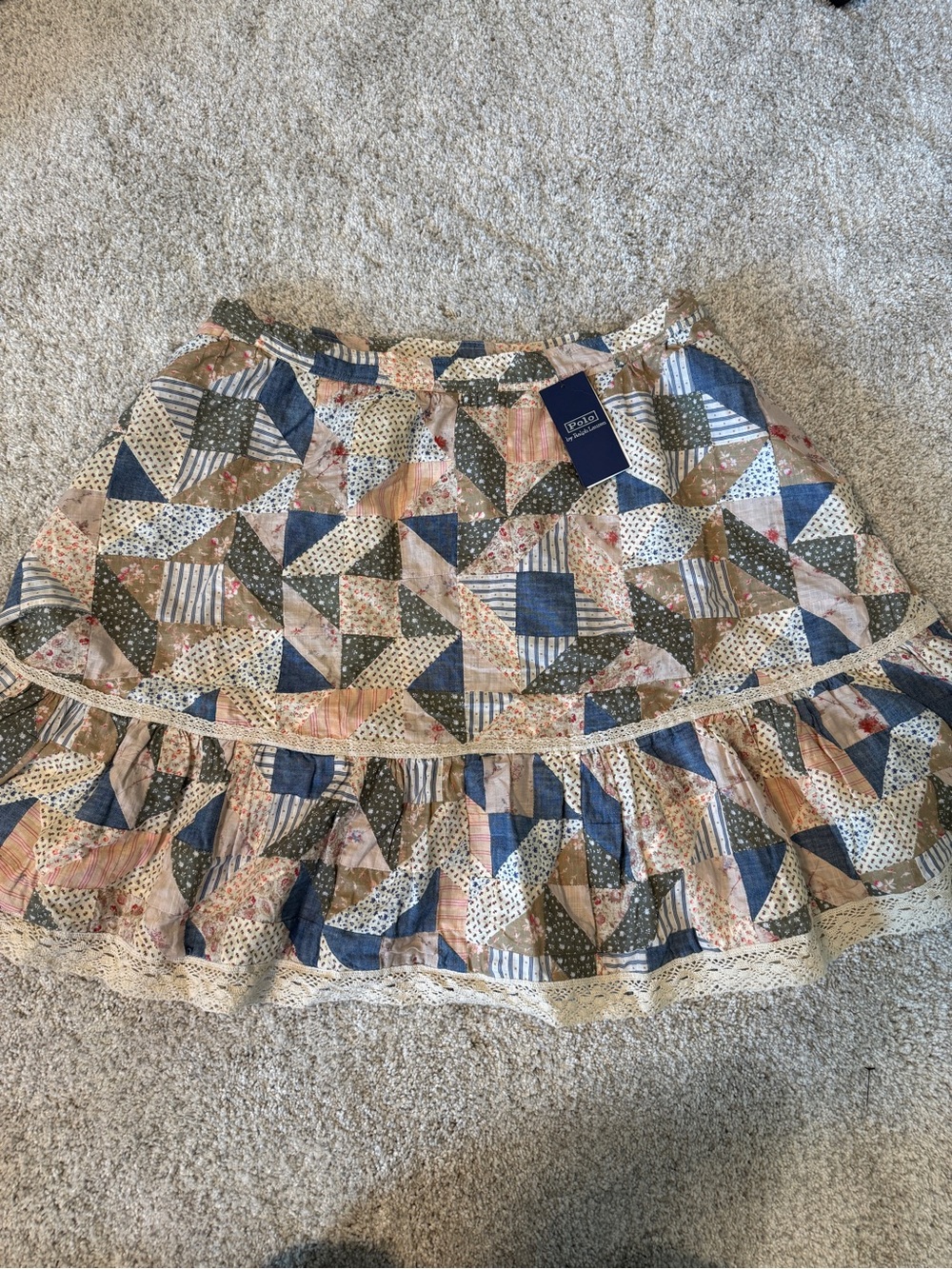 Polo Ralph Lauren Patchwork-Print Cotton A-Line Skirt